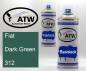 Preview: Fiat, Dark Green, 312: 400ml Sprühdose + 400ml Klarlack - Set, von ATW Autoteile West.